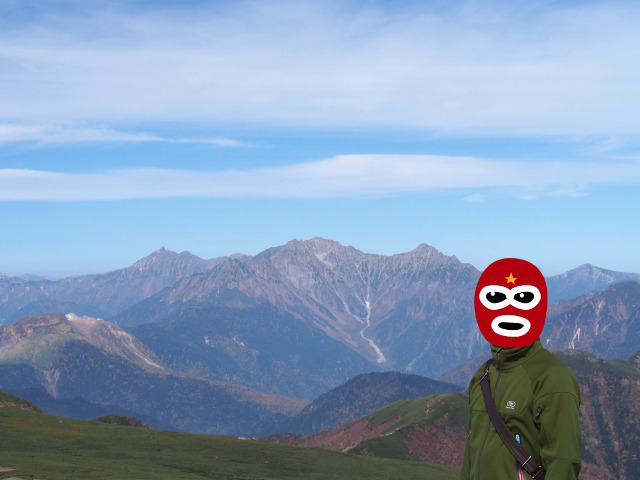 槍穂をバックに