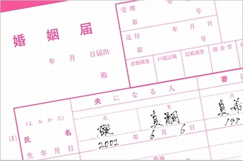 マリ「ホイ、婚姻届書き終わったよん」シンジ「やだなぁ、生年月日間違ってるよ」マリ「合ってるよ」