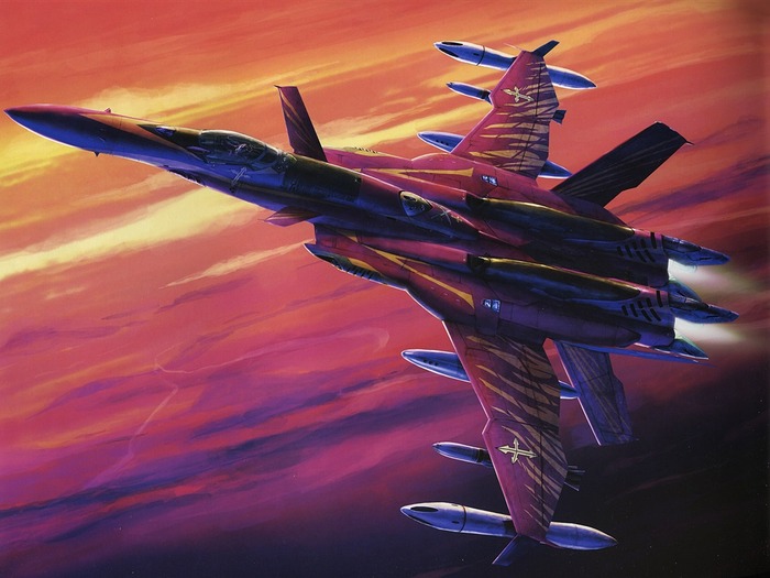 Macross-red-fighter-in-sky_1024x768