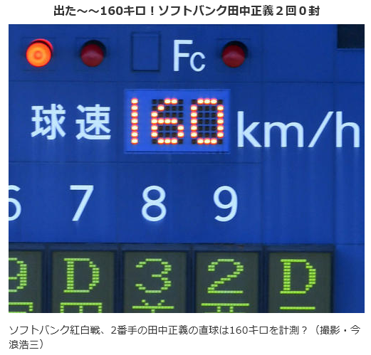 田中正義球速160km／h