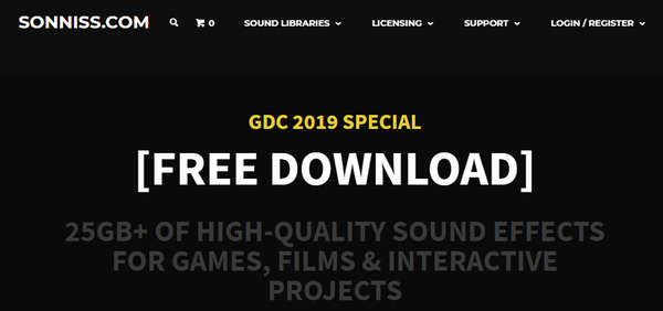 SONNISS社 「GDC 2019 Game Audio Bundle」