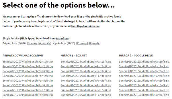 SONNISS社 「GDC 2019 Game Audio Bundle」_ダウンロードリンク