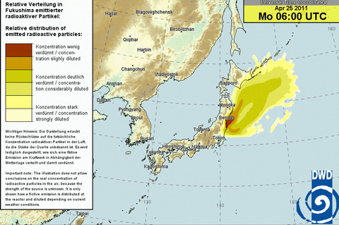 日本時間4月25日午前15時の予測図