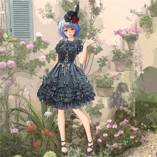 ローズガーデンとゴスロリお姉さん 1