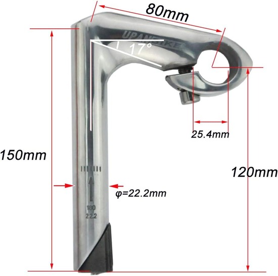 UPANBIKEバイクステム22.2mm25.4mm アルミニウム合金 グースネック形状  80mmステム