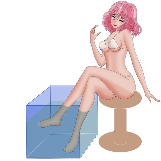 足湯に浸かるお姉さん