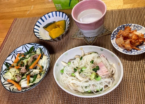 野菜室一掃！肉野菜炒め、はるさめサラダ、本格キムチ、カボチャ煮