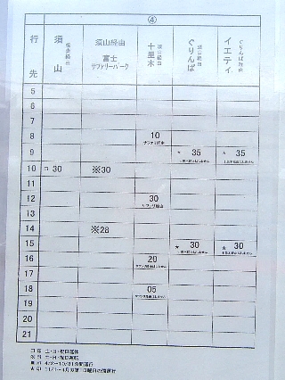 御殿場からサファリへのバス時刻表00