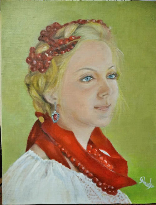 髪飾りの女 油絵 気ままにパソコンでスケッチ