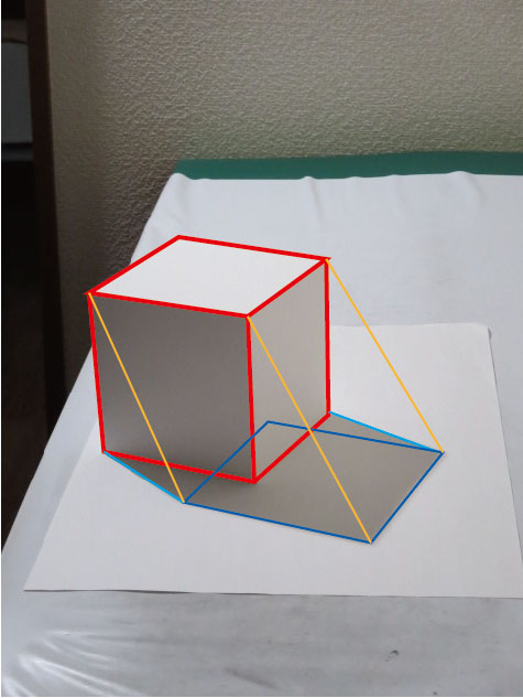 ライティング実験3 立方体 絵と生活と 海王星
