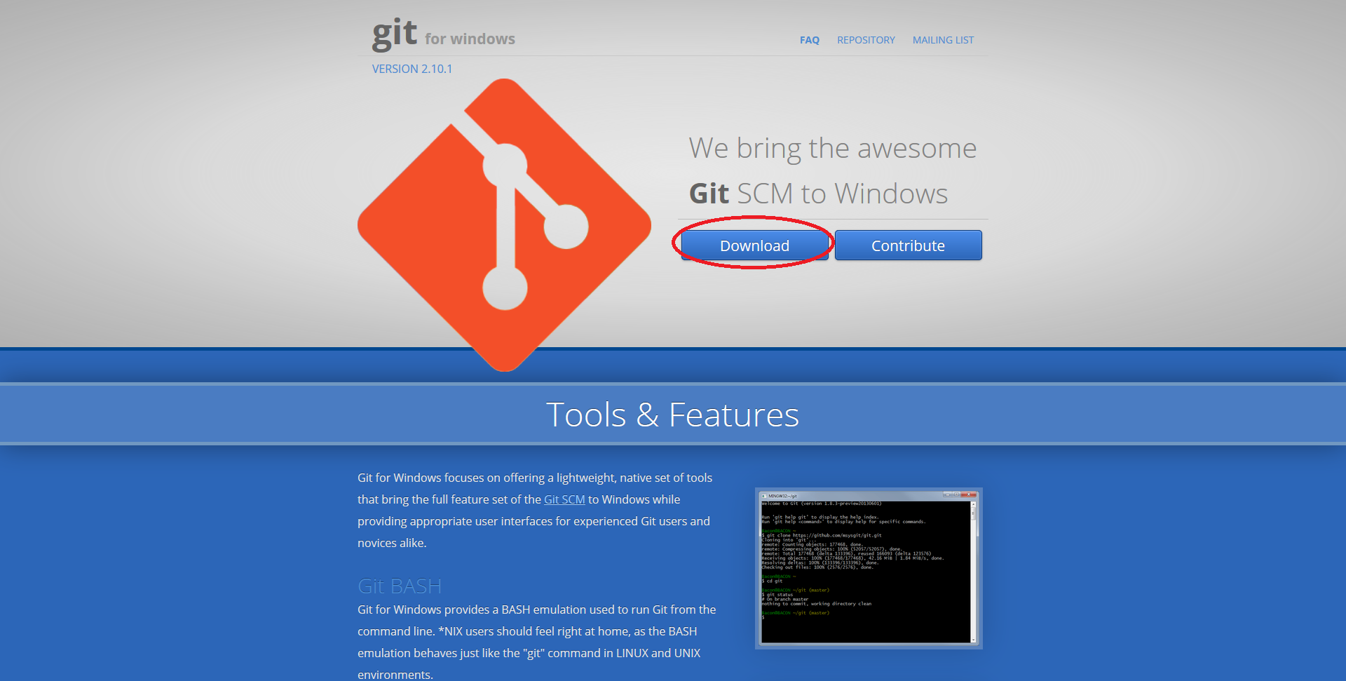 Git Windows. Установка git Bash. Git for Windows. Install git SCM. Feature tools