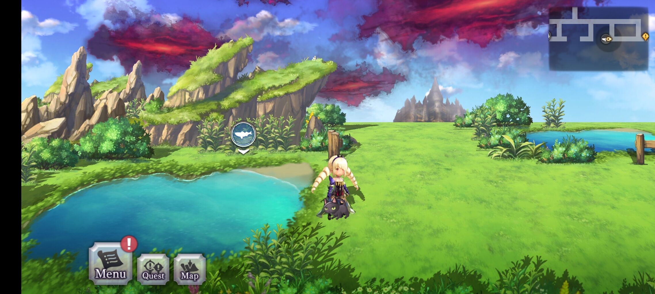 ヌアル平原で釣りをしてたら禍々しい空 真６５回 アナデン 濁った雲を見て抱いたアナデンで仲間への感謝の気持ち 亮磁回胴夫婦記