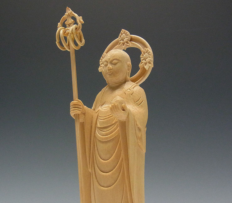 桧/檜(ヒノキ) 地蔵菩薩 (立像) 高さ:20cm （販売・木彫り