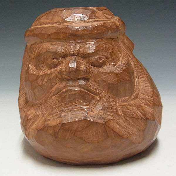 欅(ケヤキ) だるま（達磨） 叩き彫り 木地砥の粉仕上げ 高さ：11cm