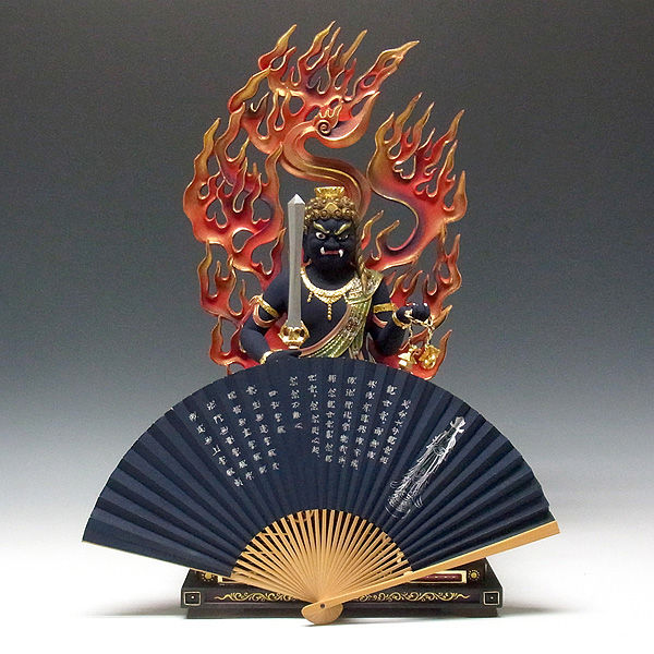 楠/樟(クス) 極彩色 不動明王 坐像 高さ53cm （販売・木彫り