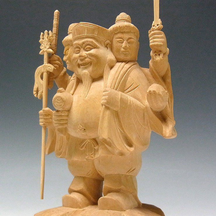 柘植 黄楊 ツゲ 三面大黒天 高さ16cm 販売 木彫り 3daikoku8 4 Unk 龍祥 仏像 木彫り 一刀彫 風水 縁起物 天然石 パワーストーンの販売 通販