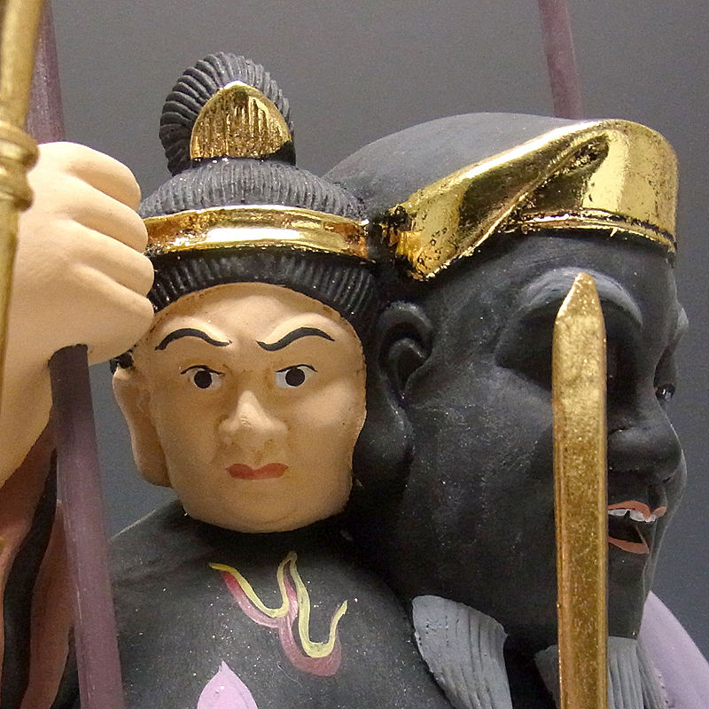 楠一刀彫彩色三面大黒天 楠一刀彫彩色三面大黒天 彫刻・オブジェ