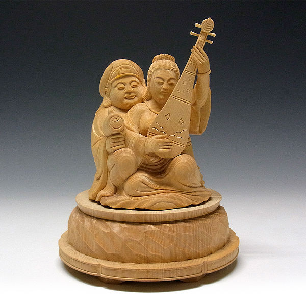 桧/檜(ヒノキ) 弁財大黒天(弁財天・大黒天) 高さ:20cm (販売 桧/檜(ヒノキ) 弁財大黒天(弁財天・大黒天) 高さ:20cm (販売