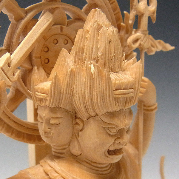 桧/檜(ヒノキ) 三宝荒神 高さ20cm (販売・木彫り)sanpou5-2 桧/檜(ヒノキ) 三宝荒神 高さ20cm (販売・木彫り)sanpou5-2