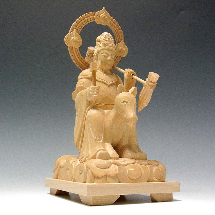 桧/檜(ヒノキ) 荼吉尼天(稲荷大明神) 高さ：20cm （販売・木彫り
