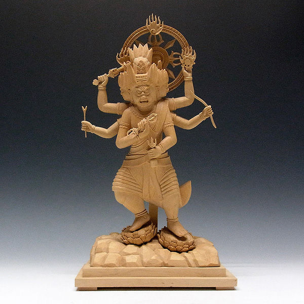 柘植/黄楊(ツゲ) 金剛夜叉明王 高さ:40cm （販売・木彫り） : 【龍祥