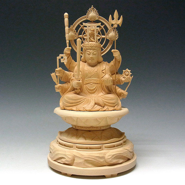 桧/檜(ヒノキ) 八臂弁財天(はっぴ弁財天) 高さ28cm (販売 桧/檜(ヒノキ) 八臂弁財天(はっぴ弁財天) 高さ28cm (販売