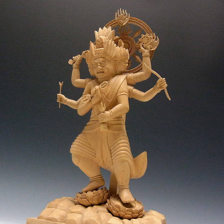 柘植/黄楊(ツゲ) 金剛夜叉明王 高さ:40cm （販売・木彫り） : 【龍祥