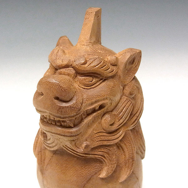 国産 欅(ケヤキ) 木彫りの狛犬(獅子狛犬) 高さ:17cm (販売 国産 欅(ケヤキ) 木彫りの狛犬(獅子狛犬) 高さ:17cm (販売