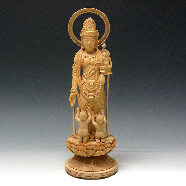 柘植/黄楊(ツゲ) 子安観音(水子観音) 高さ：30cm （販売・木彫り