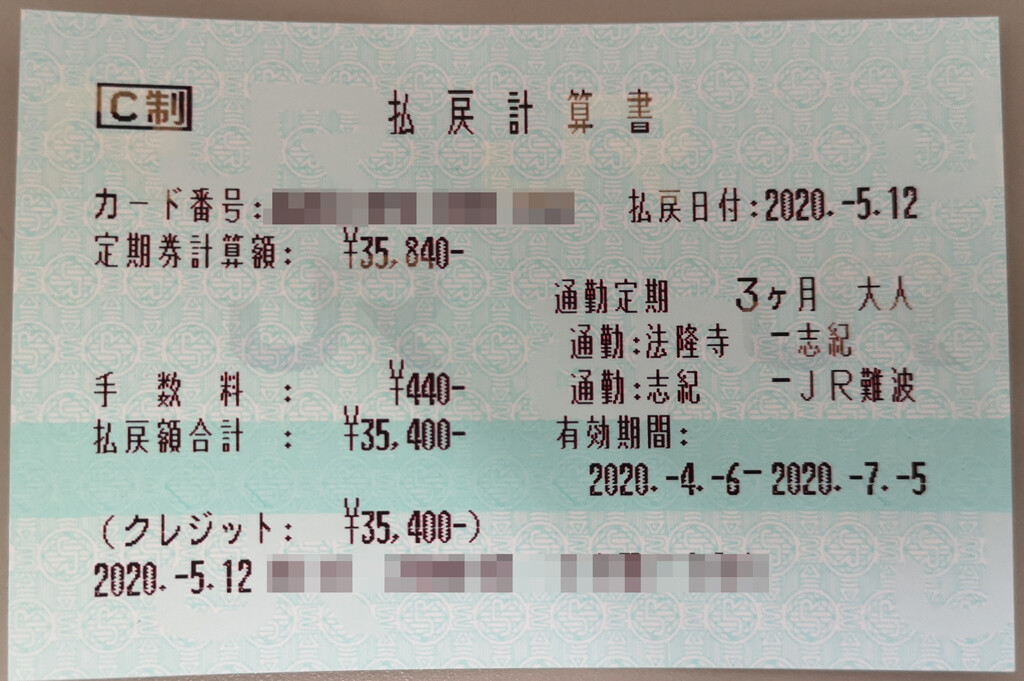 通勤 定期 券 払い戻し