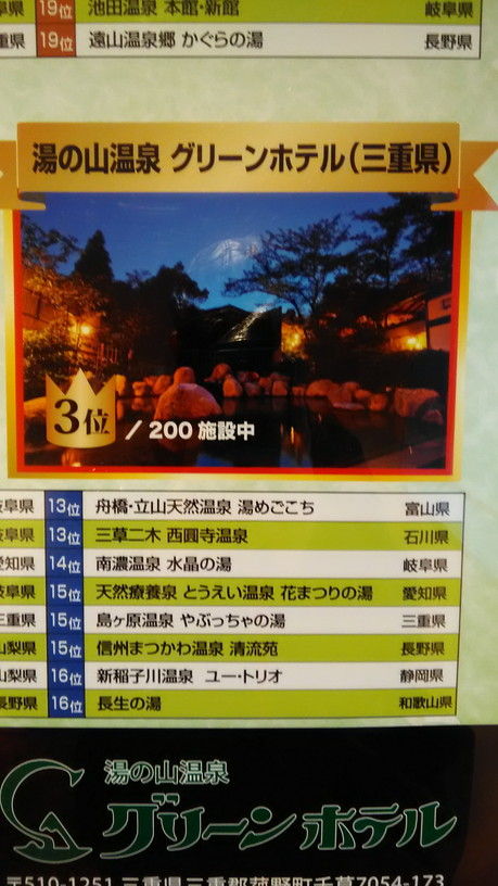 湯の山温泉グリーンホテル の綺麗で大きな日帰り温泉でゆったりと 三重県菰野町 また り日記 名古屋発バイク釣 りんぐ リトルカブとnc７００xでのツーリングまとめ