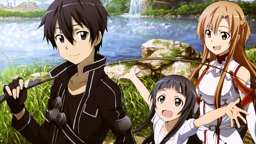 SAO、キリト、ユイ、アスナ、釣り画像