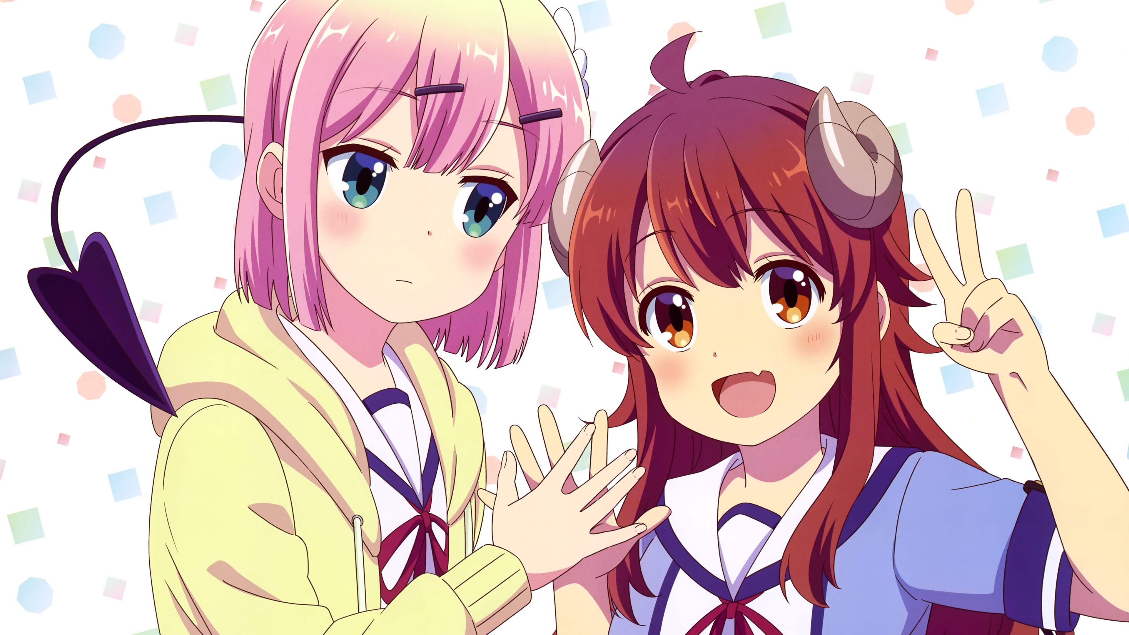 まちカドまぞく 2丁目：吉田優子＆千代田 桃【4k壁紙】3840×2160 アニメ4k壁紙 