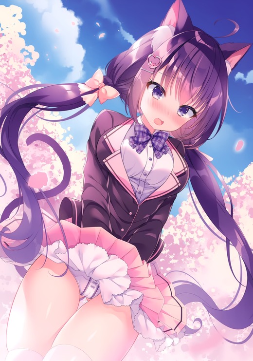 イラスト：なのはなこひな【猫耳娘 パンチラ】二次画像