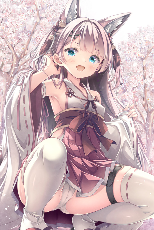 イラスト：RYO【ケモ耳の女の子 座りパンチラ】二次画像
