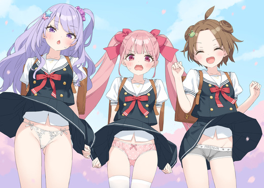 イラスト：ぺこ【女の子 制服 パンチラ】二次画像