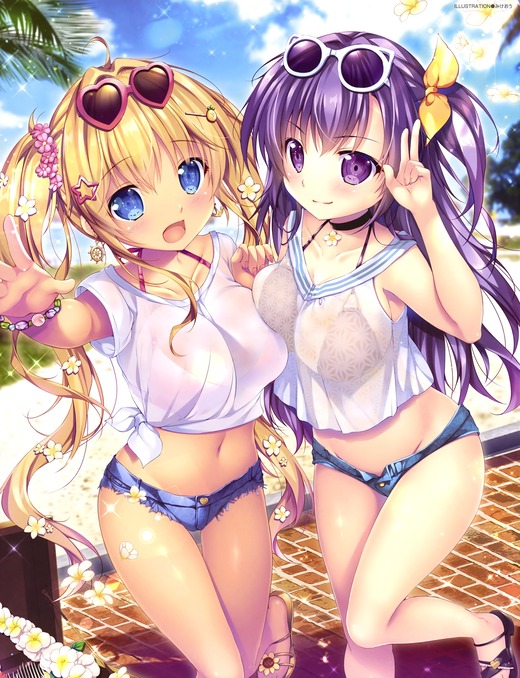 イラスト：みけおう【ホットパンツの女の子】二次画像
