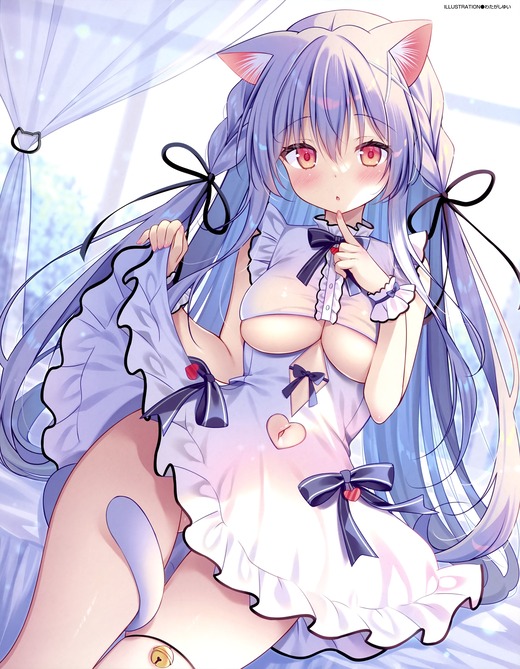 イラスト：わたがしゆい【猫耳の女の子 下乳】二次画像