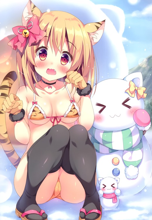 イラスト：ぱん【とら柄水着の女の子】二次画像