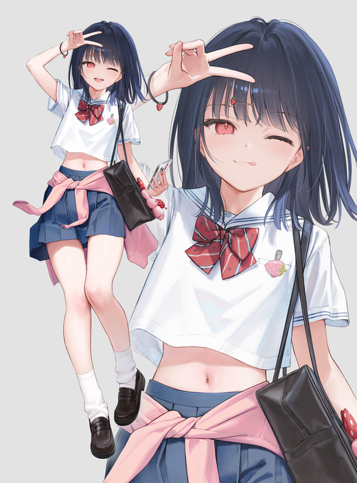 イラスト：mignon【いちごちゃん】制服 舌ペロ 画像