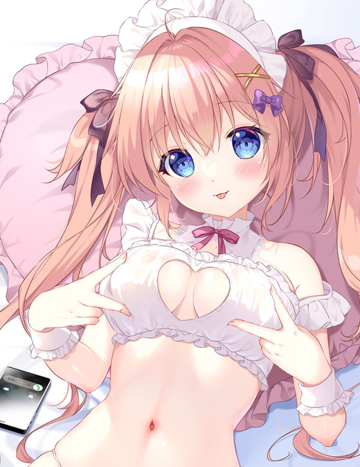 イラスト：みけおう【ツインテメイド 舌ペロ】二次画像