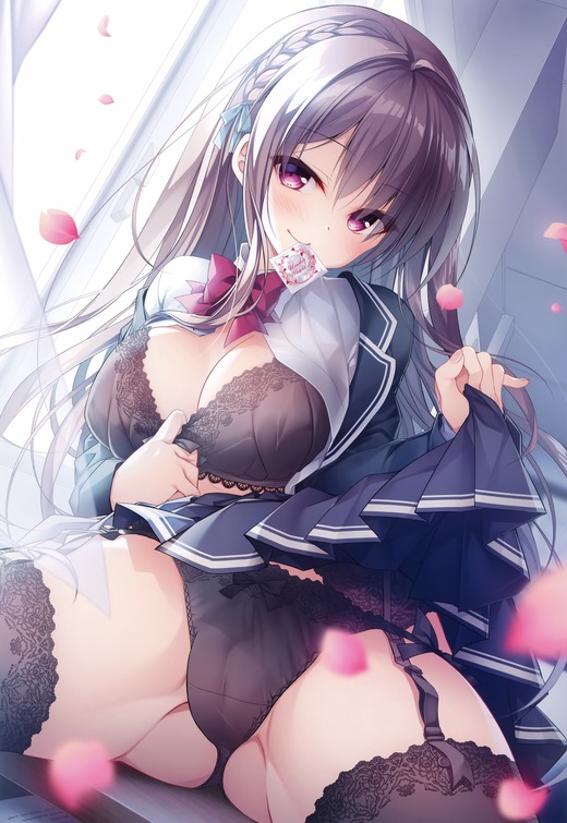 イラスト：ななかまい【女子校生 黒下着】二次画像