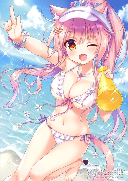 イラスト：あめとゆき【マカロンさん】ポニテ 水着 画像