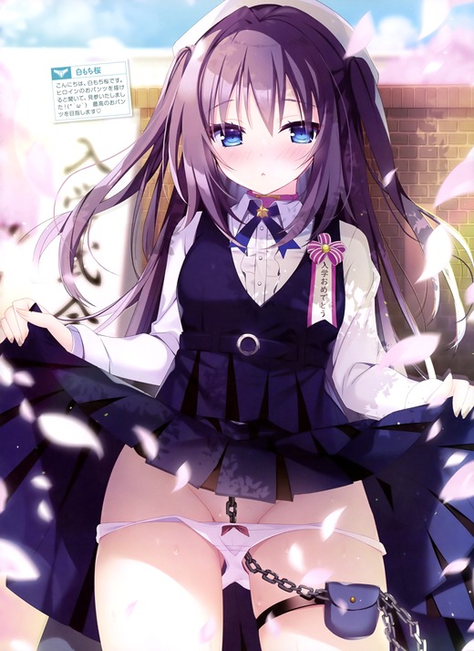 イラスト：白もち桜【女子校生 スカートたくし上げ】二次画像