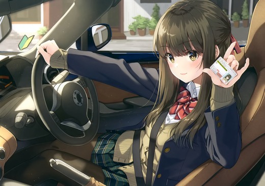イラスト：うなさか【車に乗ってる女子校生】二次画像