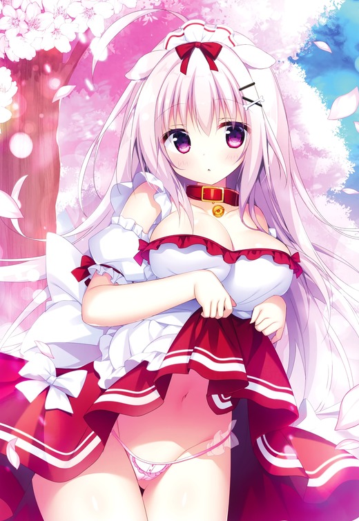 イラスト：白もち桜【スカートたくし上げ パンツ】二次画像