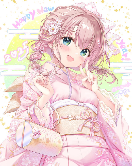 イラスト：きみしま青【着物姿の女の子】二次画像