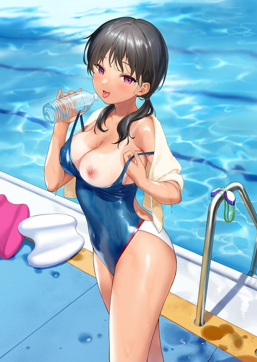 イラスト：関谷あさみ【水着姿の女の子 日焼け跡 おっぱい】二次エロ画像