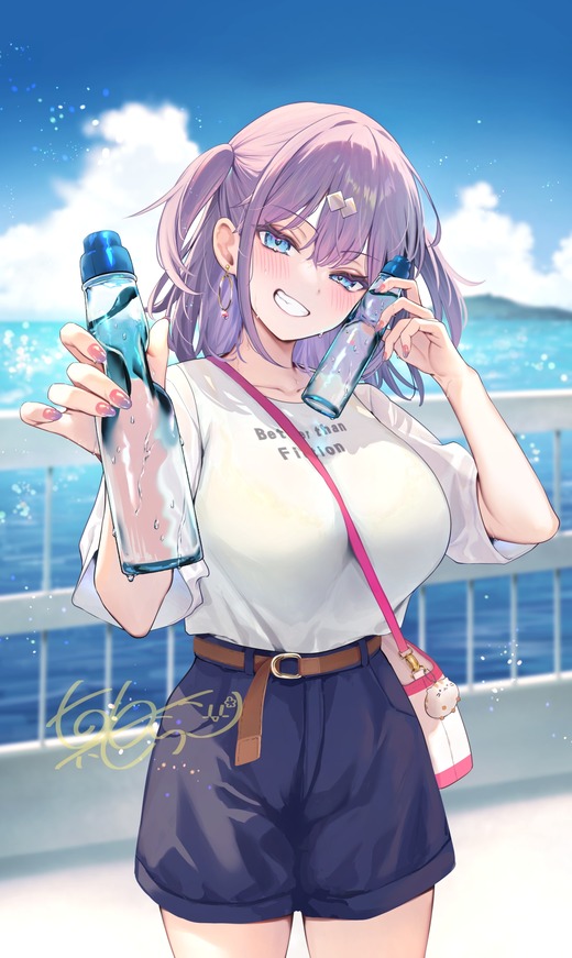 イラスト：真白しらこ【ショートパンツの女の子 パイスラ】 二次画像