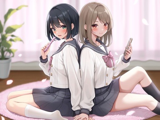 イラスト：かるたも【セーラー服の女の子】二次画像